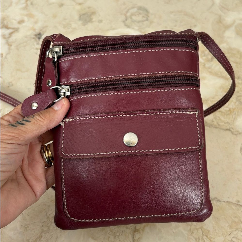 Vintage Roots Hanging Pouch Leather Crossbody Bag - Picture 5 of 15